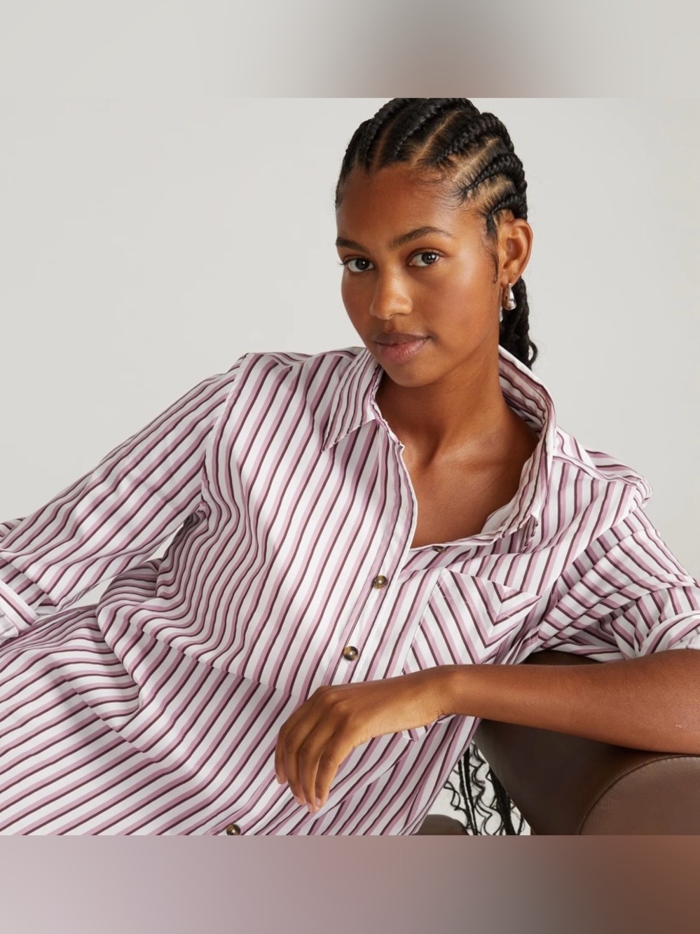 Universal Standard Odeon Poplin Shirtdress in Lilac Stripe. NWT. XS US=10-12 reg - Picture 2 of 7